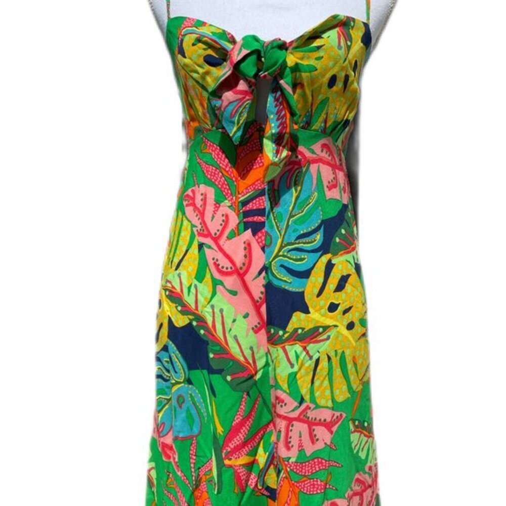 Olivaceous Floral Maxi Dress With Slit
